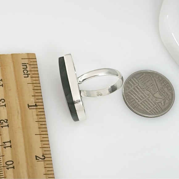 Sterling Silver 925 Purple Labradorite Ring Size 9 1/4 9.25 Colorful Boho - Picture 6 of 9